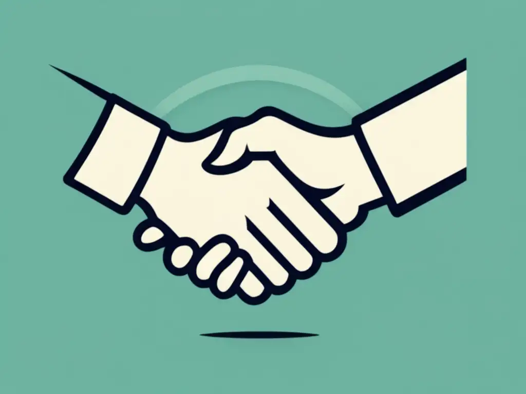 Apretón de manos resolutivo entre freelancer y cliente Acuerdo armonioso en resolución de conflictos financieros con clientes en gestión financiera para freelancers