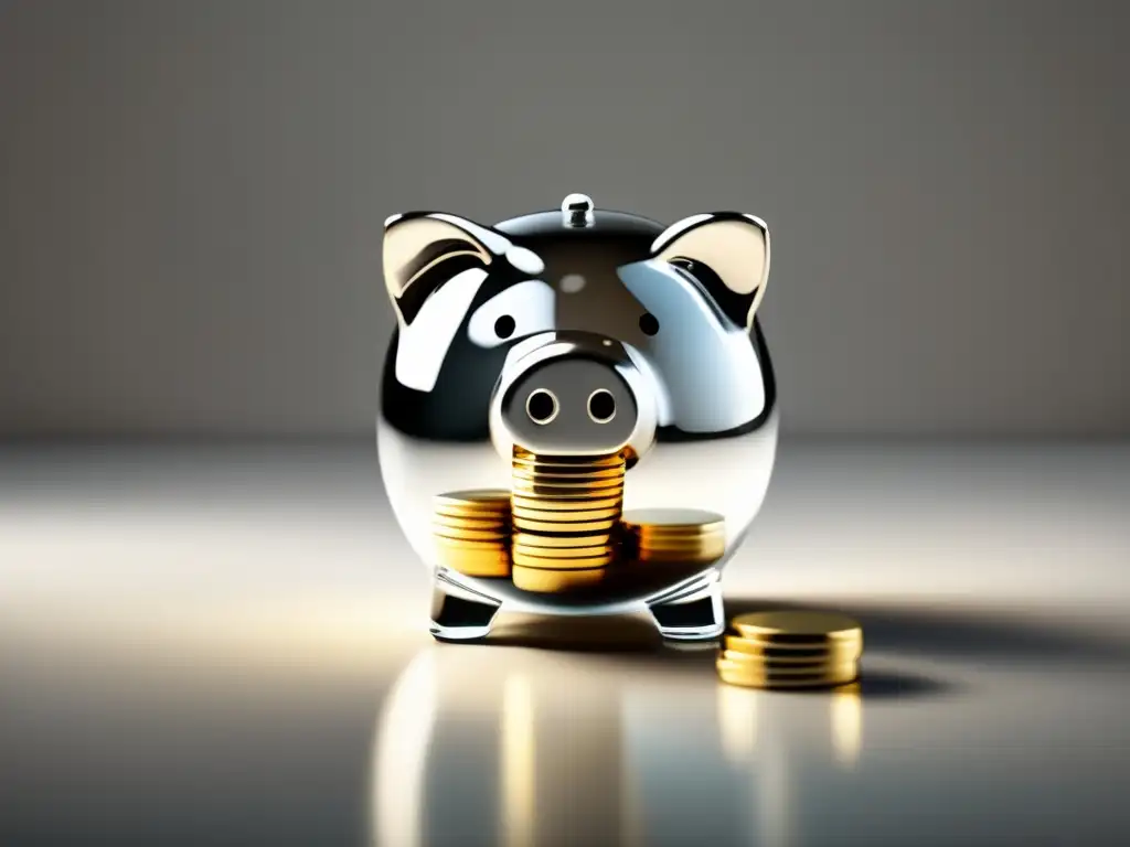 Ahorro y crecimiento financiero Piggy bank transparente con monedas doradas: estrategias de inversión para freelancers