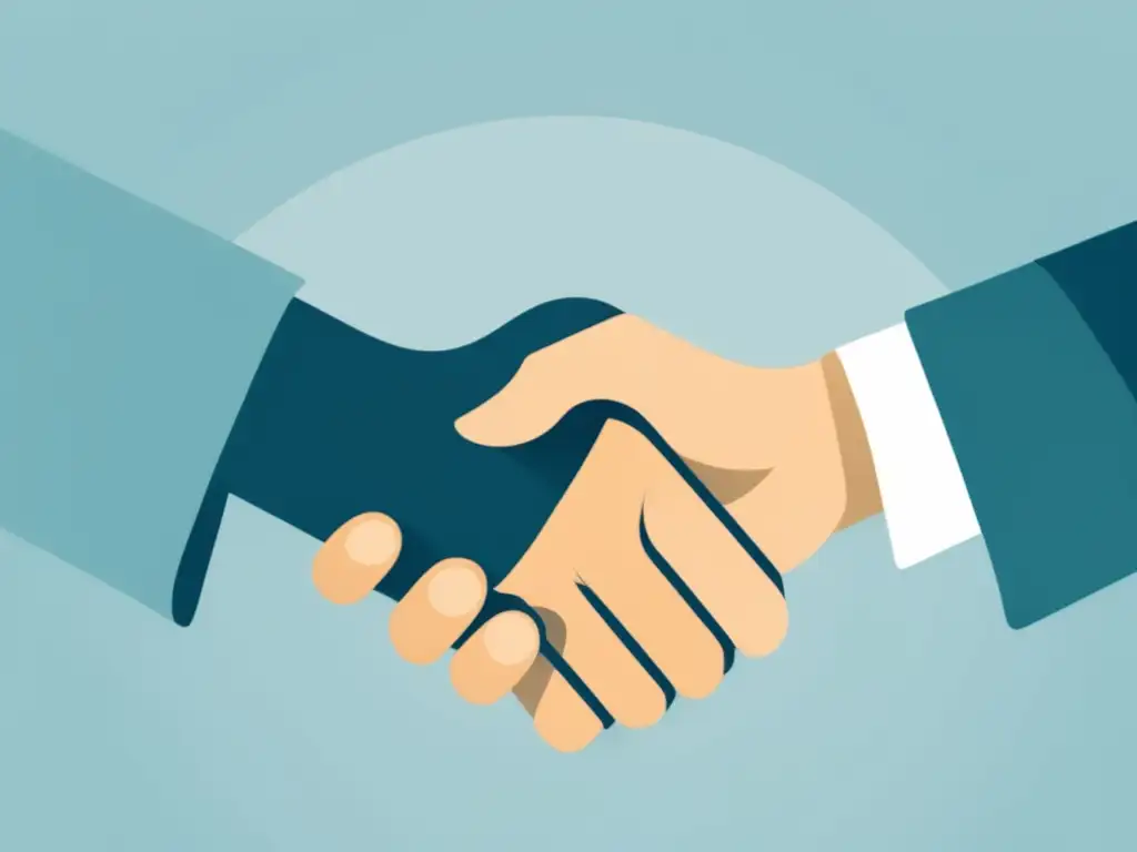 Apertura de acuerdos: manos de freelancer y cliente en acuerdo Acuerdo de resolución en disputas financieras con clientes freelance en planificación y gestión financiera especializada para freelancers