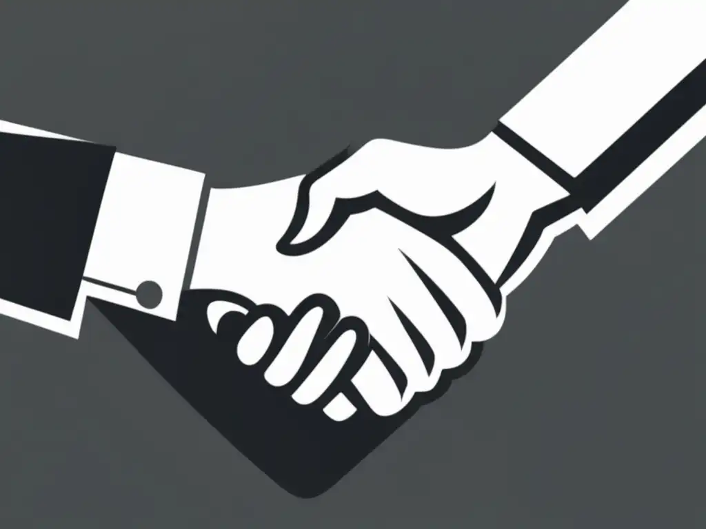 Apretón de manos exitoso entre freelancer y cliente Resolución de disputas financieras con clientes como freelancer