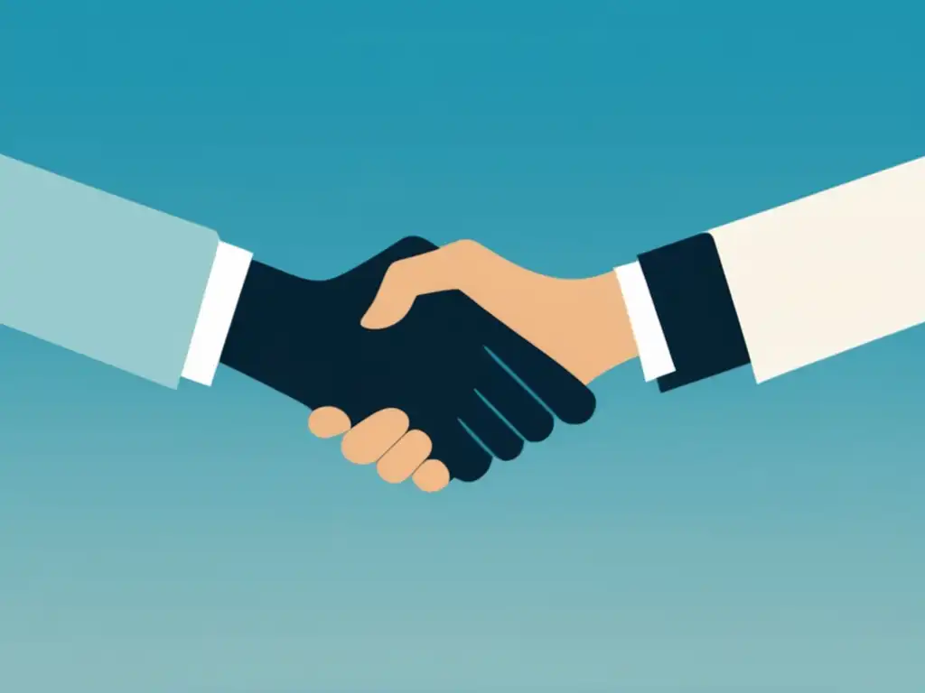 Apretón de manos firme en el cielo azul Manos en apretón simbolizando resolución de disputas financieras con clientes freelancer