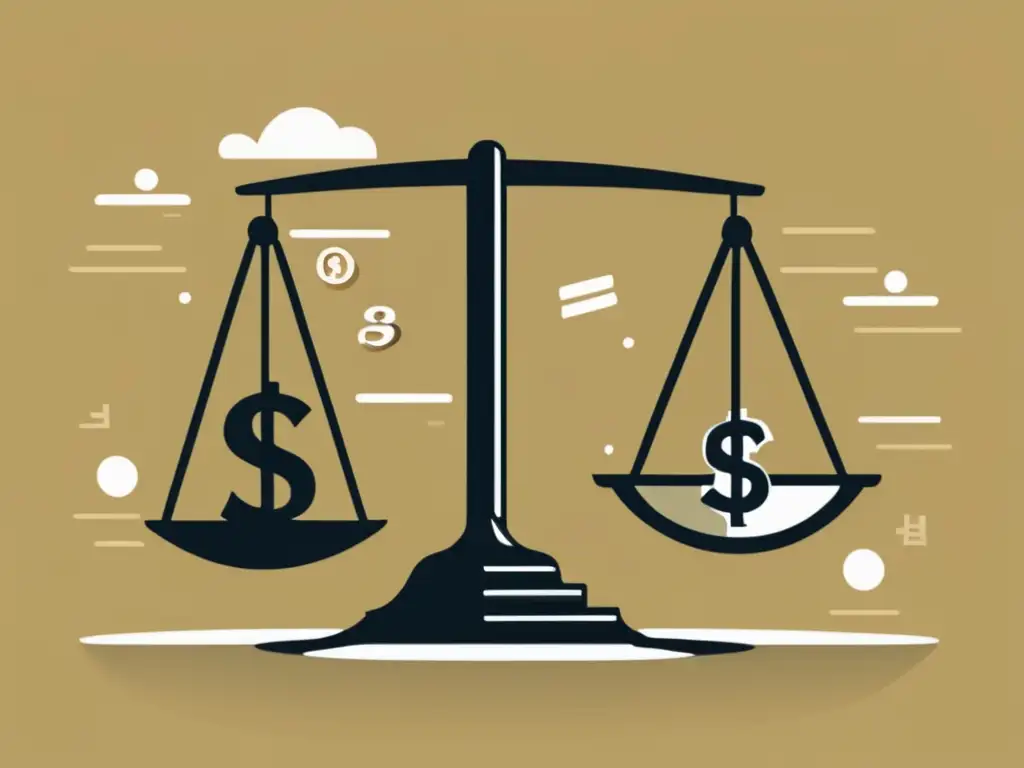 Equilibrio y resolución en finanzas freelance Balanza minimalista resuelve conflictos financieros con clientes freelance