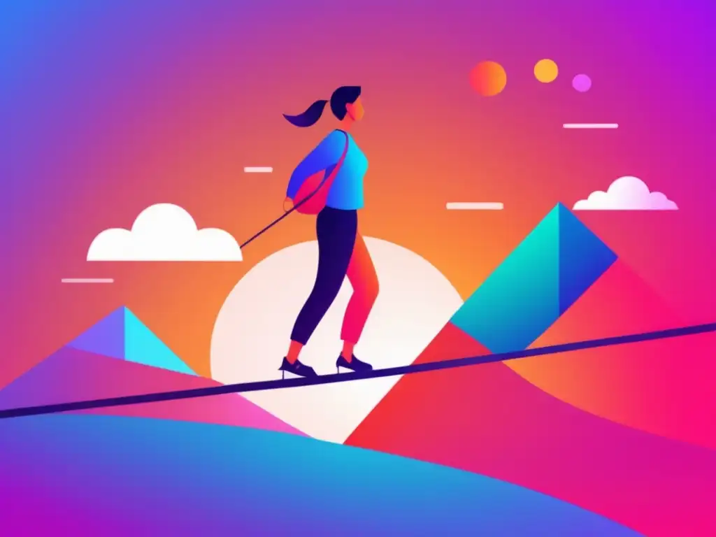 Freelancer equilibrado en la cuerda Freelancer protege finanzas en inestabilidad laboral