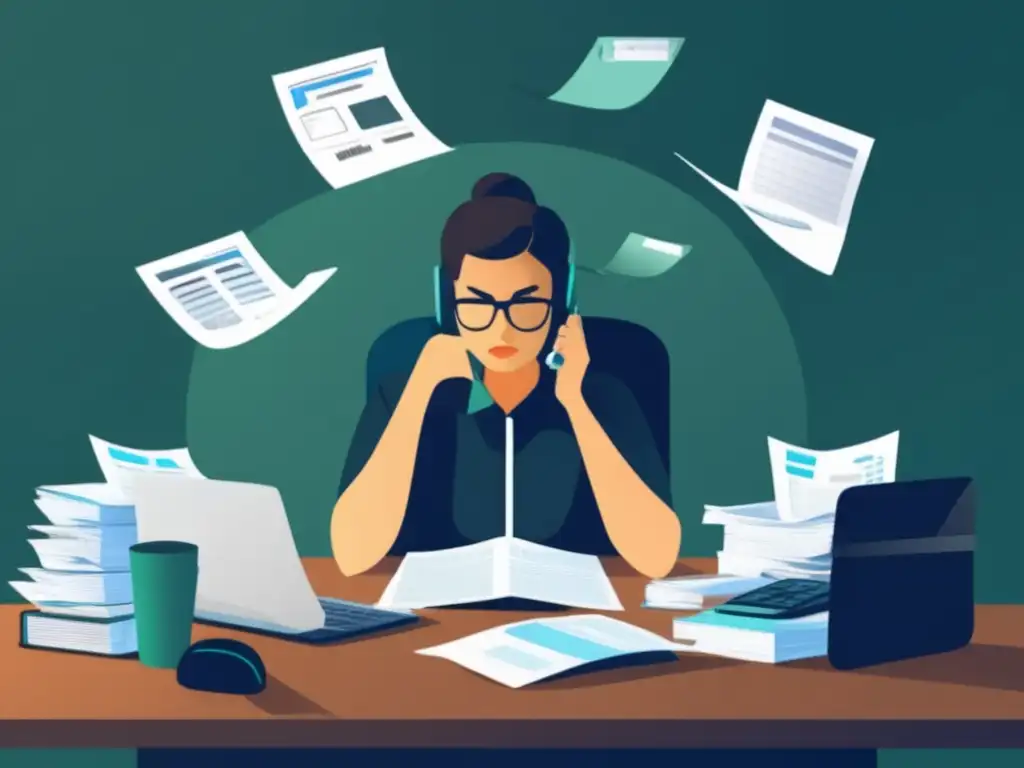Deducciones fiscales para freelancers Freelancer calculando deducciones fiscales rodeado de documentos fiscales