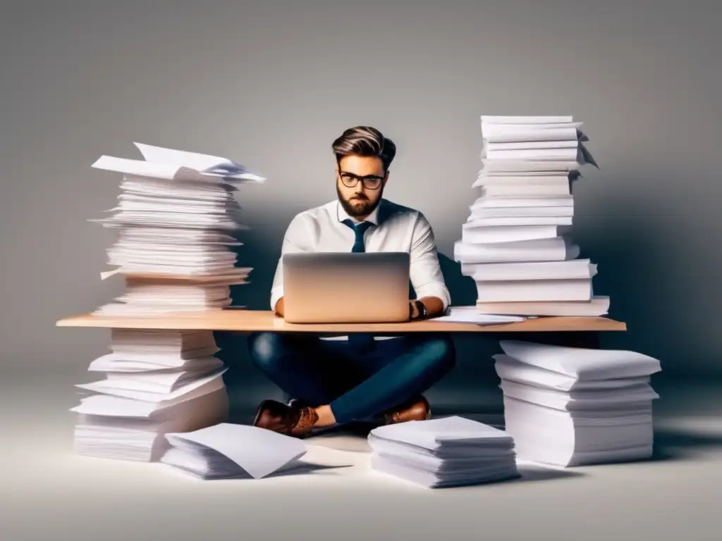 Error de diversificación en inversiones Error financiero de un freelancer rodeado de opciones de inversión, confundido y abrumado