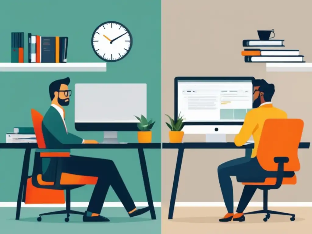 Comparación de oficina tradicional y espacio de trabajo freelance Comparación entre oficina tradicional y espacio de trabajo freelance