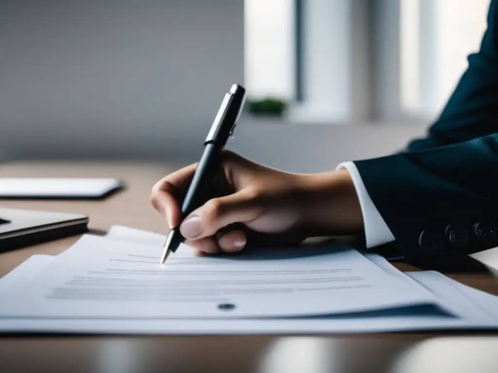 Contrato organizado y estructurado Contrato financiero para freelancers en un escritorio minimalista