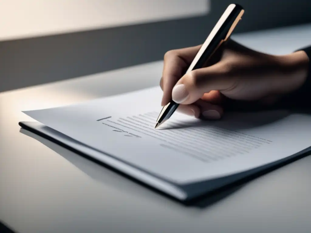 Contrato firmado en escritorio blanco Contrato freelancer: firma profesional en escritorio blanco