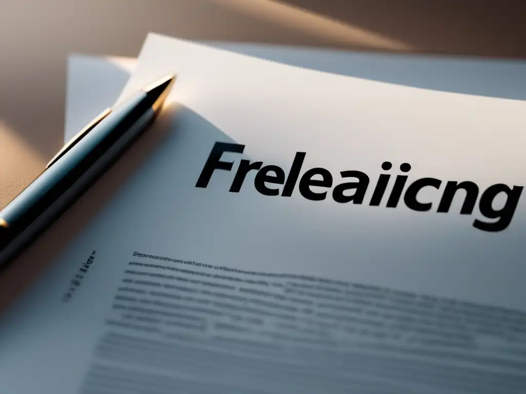 Contrato detallado: protegiendo tu trabajo Importancia de proteger trabajo: Contrato elegante con detalles contractuales en primer plano