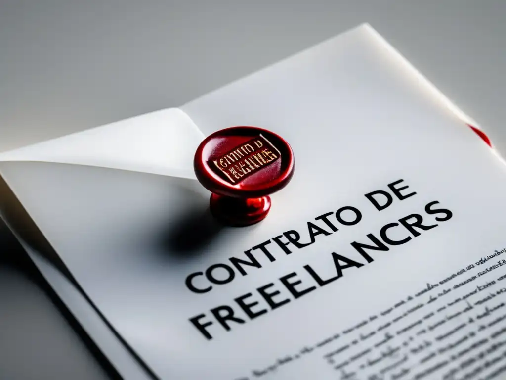 Contrato de freelancers Contrato de freelancers: documento minimalista con sello de cera roja