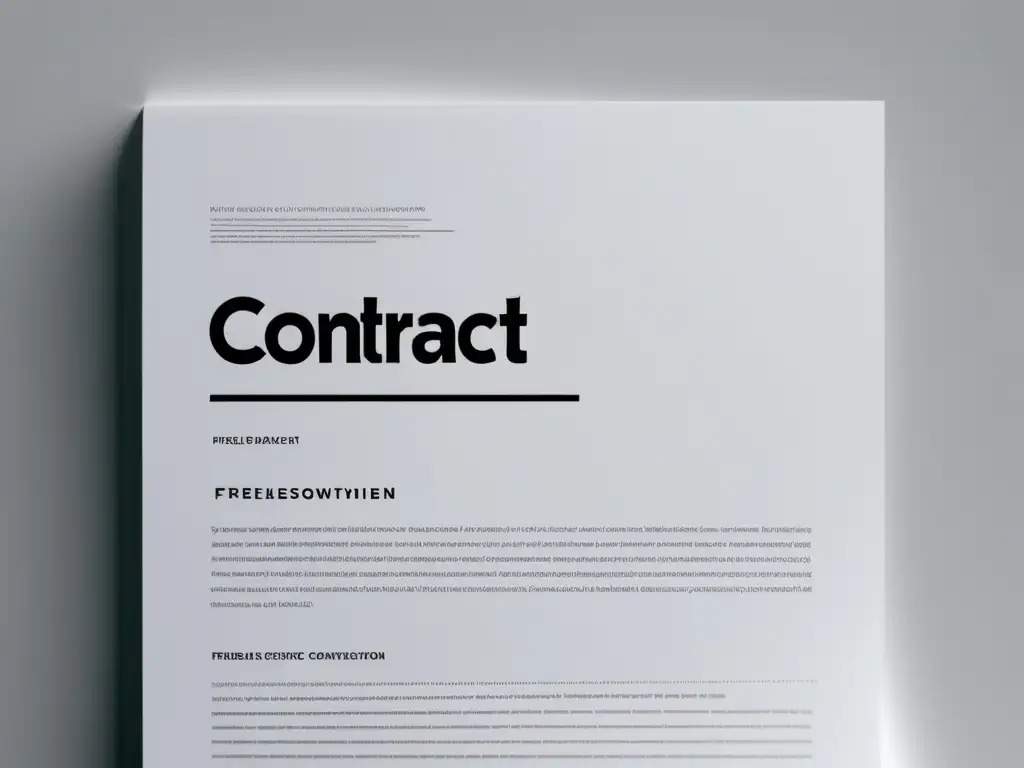 Contrato profesional, claro y organizado Contrato para freelancers: documento minimalista con líneas limpias y tipografía simple