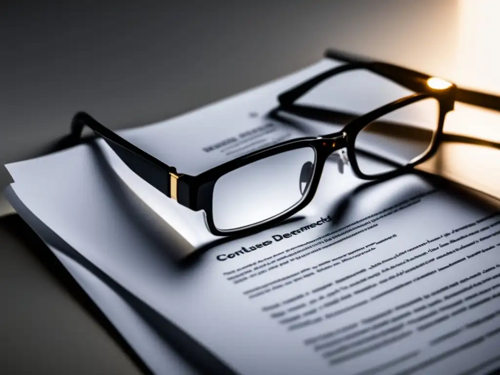 Contrato profesional con gafas Contrato financiero para freelancers con cláusulas detalladas