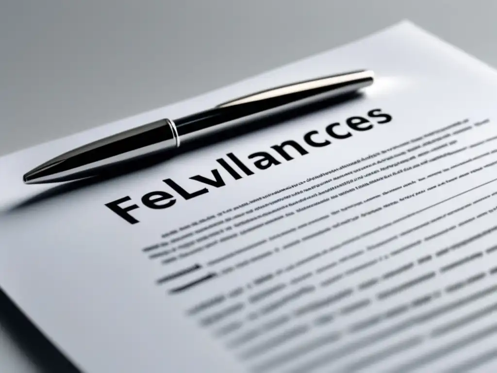 Contrato listo para firmar Contrato de freelancers sobre superficie blanca, con pluma lista para firmar