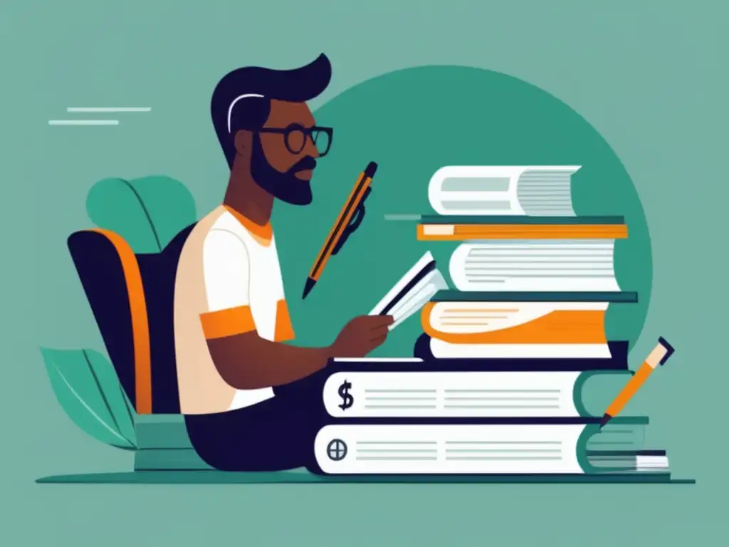 Contratos financieros bien estructurados Ilustración minimalista de un freelancer examinando cláusulas financieras para freelancers