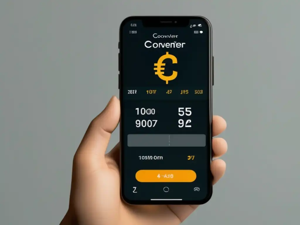 Conversor de divisas minimalista en smartphone Gestión de divisas para freelancers con convertidor de moneda minimalista en smartphone