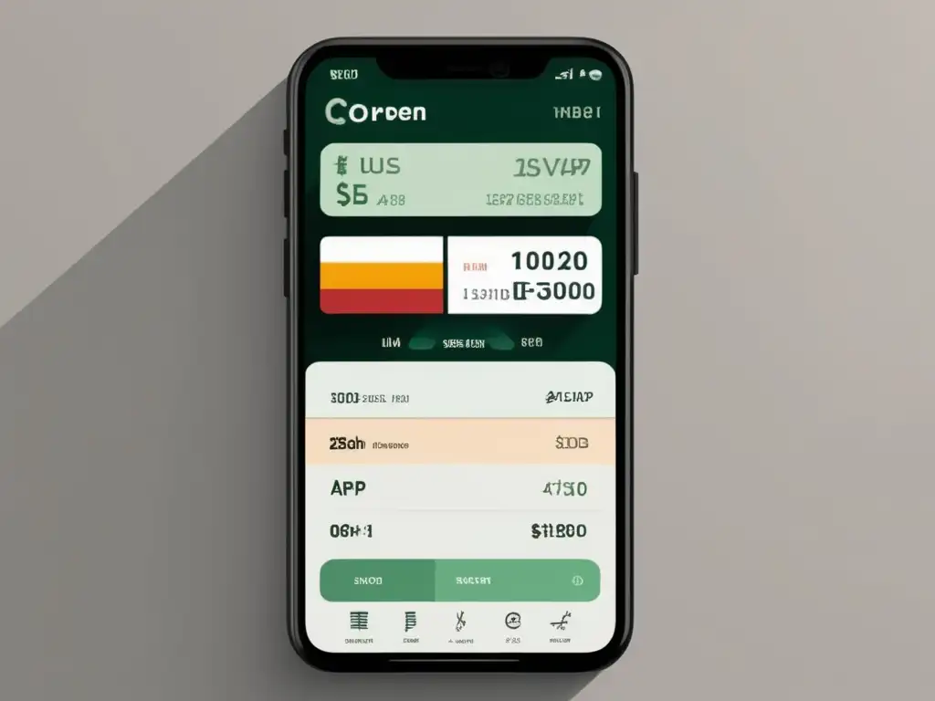 Conversor de moneda para negocios freelance Conversión de monedas para freelancers en un smartphone minimalista con app de cambio de divisas