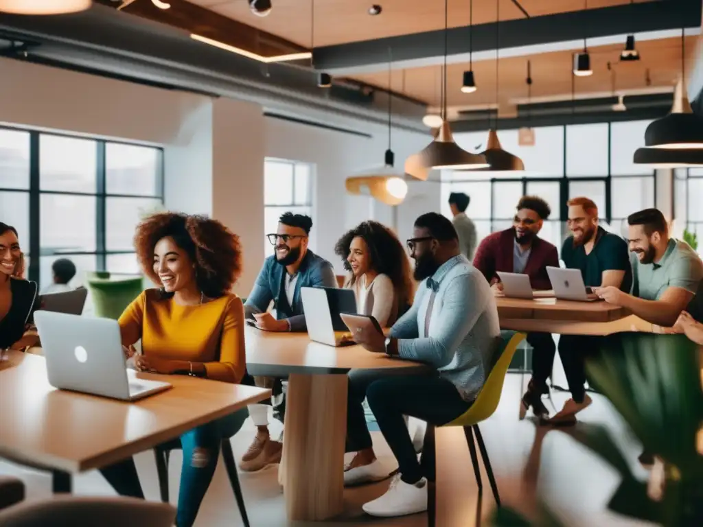 Grupo diverso de freelancers colaborando en espacio coworking Diversificación de métodos de pago para freelancers en planificación y gestión financiera especializada