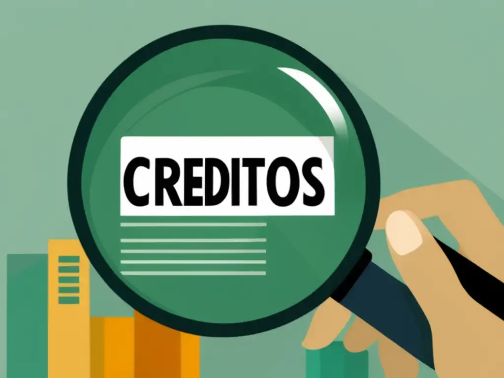 Evaluación cuidadosa de créditos para freelancers Mano sosteniendo lupa sobre documentos financieros - Créditos para freelancers