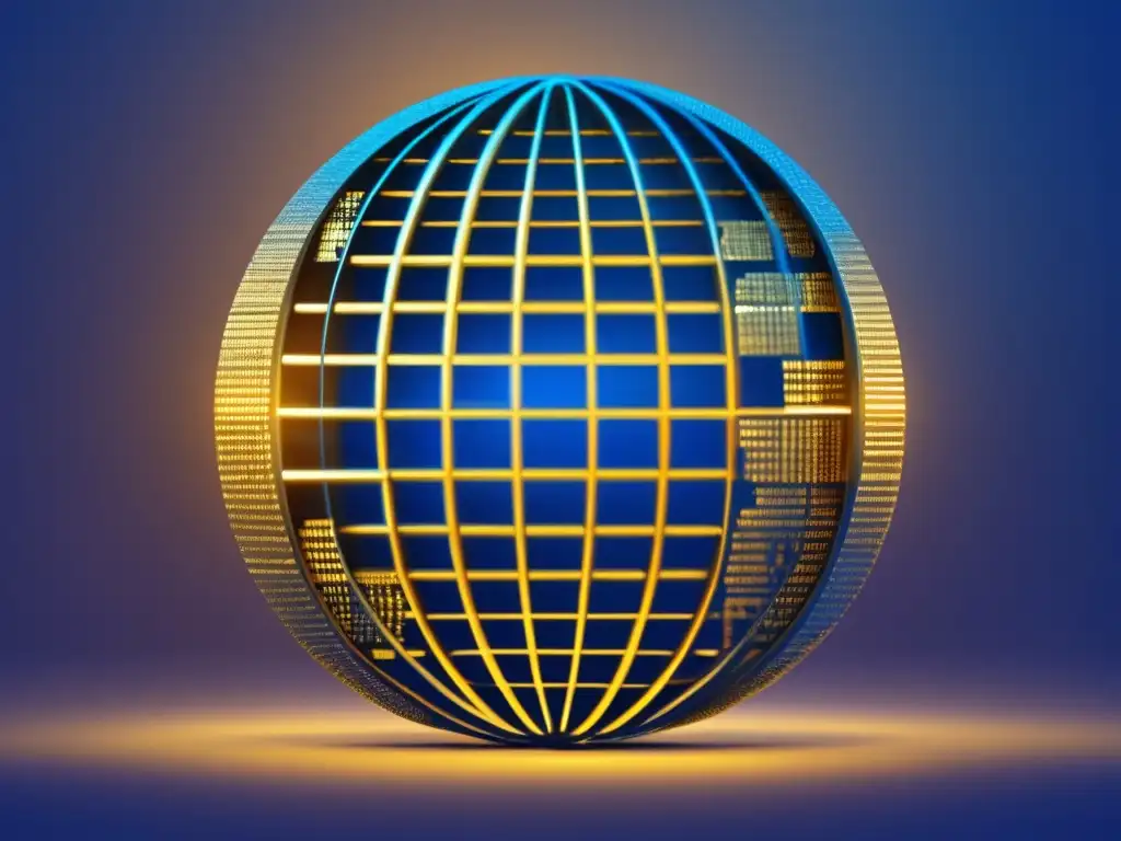 Globo criptográfico de monedas de oro interconectadas Criptomonedas: ventajas de pago global para freelancers