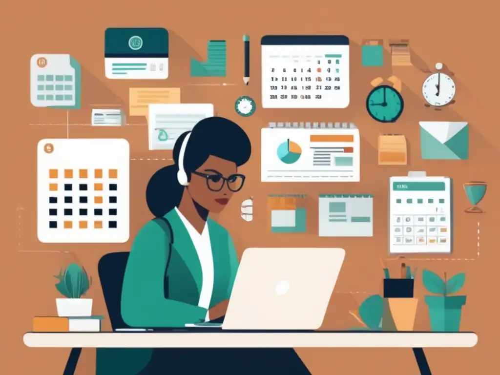 Freelancer productivo en escritorio limpio Freelancer trabajando en escritorio con herramientas de planificación financiera para freelancers
