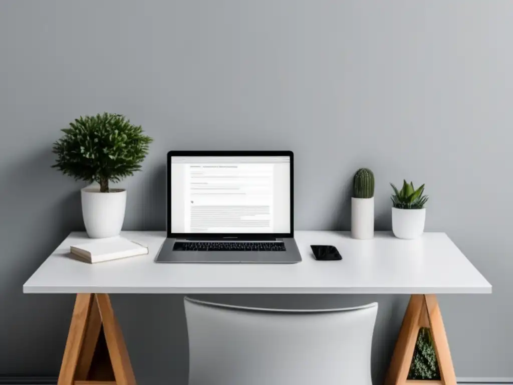 Espacio de trabajo minimalista para cursos y tutoriales Mesa de trabajo minimalista con laptop, libros y notas: diversificar ingresos freelancer venta cursos tutoriales online