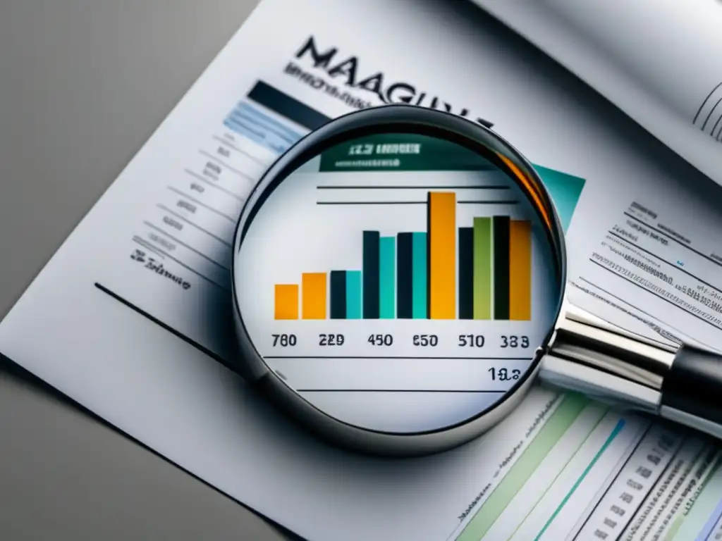Auditoría financiera y análisis de documentos Auditoría fiscal para freelancers: Imagen profesional con lupa sobre documentos financieros