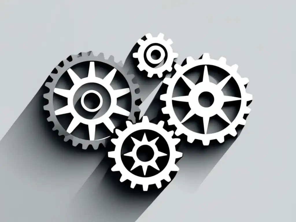 Gears interconectados para finanzas freelance Tres engranajes grises interconectados representando errores financieros de freelancers