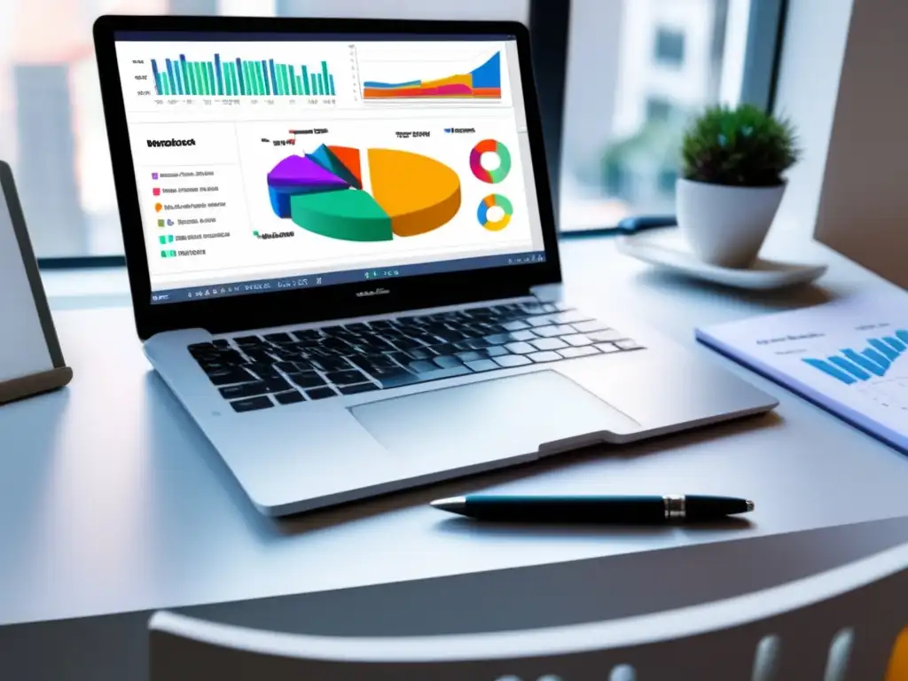 Escritorio minimalista con herramientas de organización Herramientas de contabilidad para freelancers en un escritorio minimalista