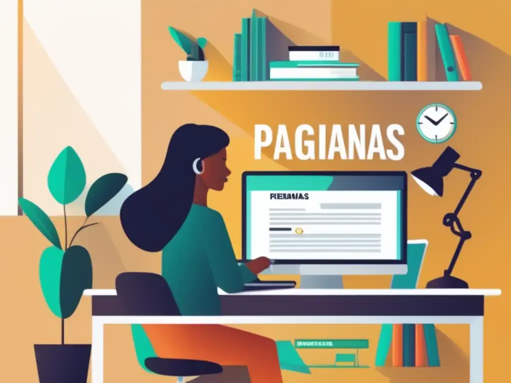 Escritorio de freelancer organizado y eficiente Un freelancer en su oficina, rodeado de herramientas y recursos útiles relacionados con el sistema fiscal estadounidense para freelancers