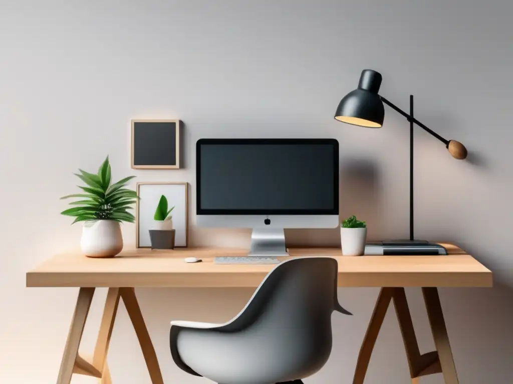 Espacio de trabajo minimalista Imagen: Freelancer transforma situación financiera