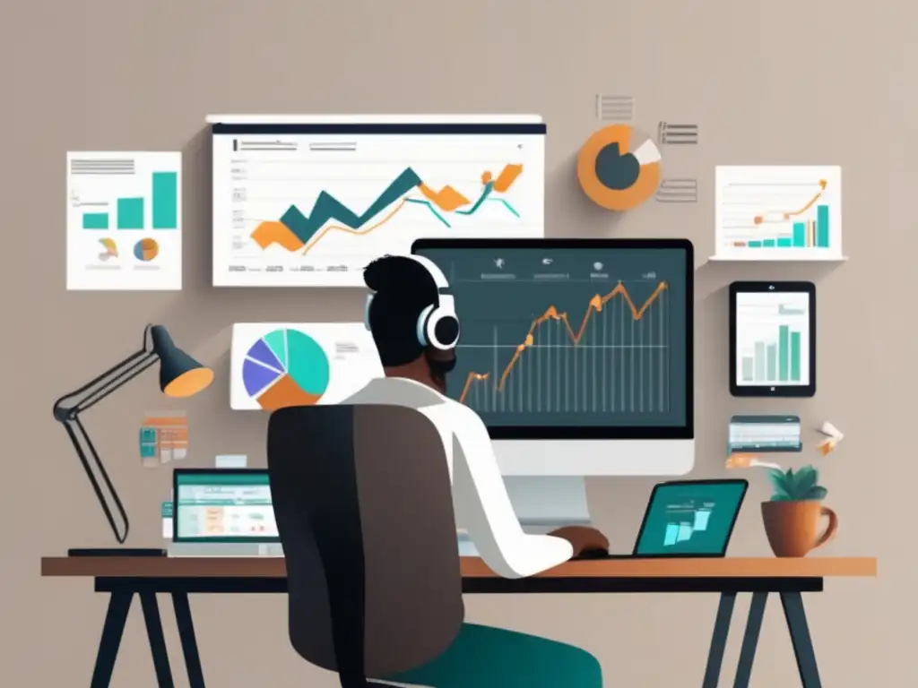 Freelancer enfocado en planificación financiera Freelancer en escritorio organizado con herramientas para planificación financiera
