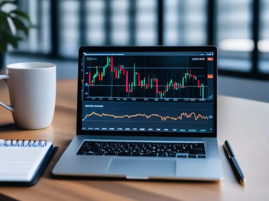 Escritorio minimalista para gestionar volatilidad y maximizar ganancias Espacio de trabajo limpio y organizado: estrategias para manejar volatilidad de monedas y maximizar ganancias de freelancers en finanzas