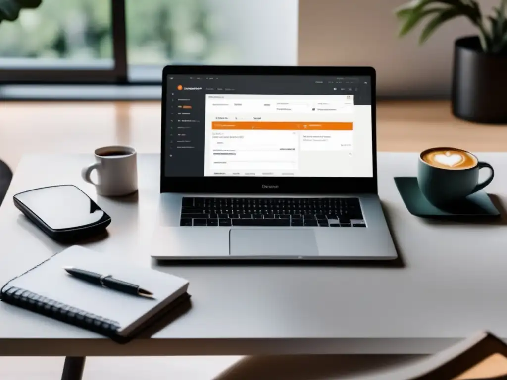 Espacio de trabajo minimalista para freelancer Escritorio minimalista con gestión financiera para freelancers