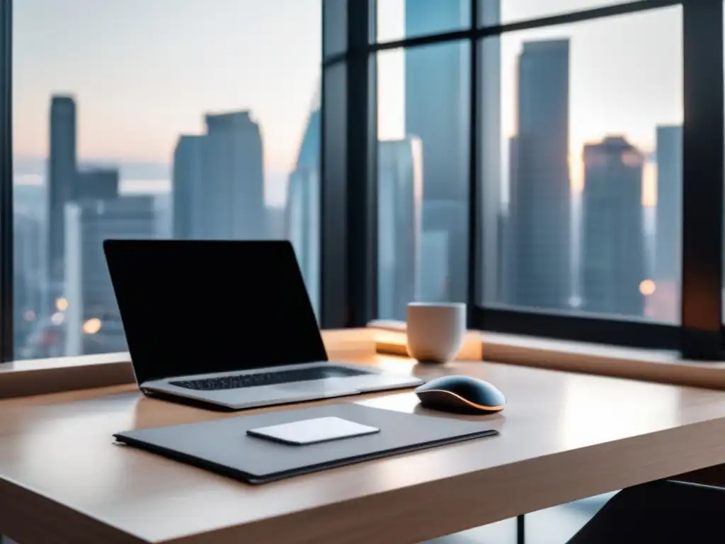 Escritorio moderno para freelancer Escritorio minimalista con seguro de responsabilidad civil para freelancers