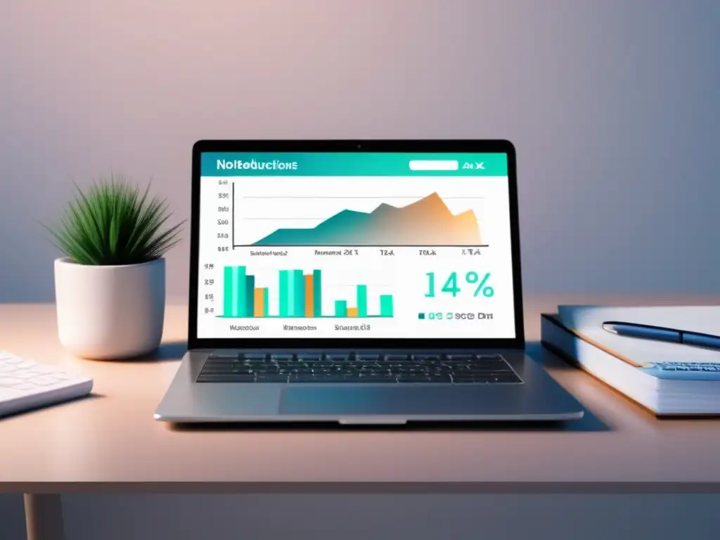 Espacio de trabajo minimalista con consejos fiscales Espacio de trabajo minimalista con laptop, notas y calculadora