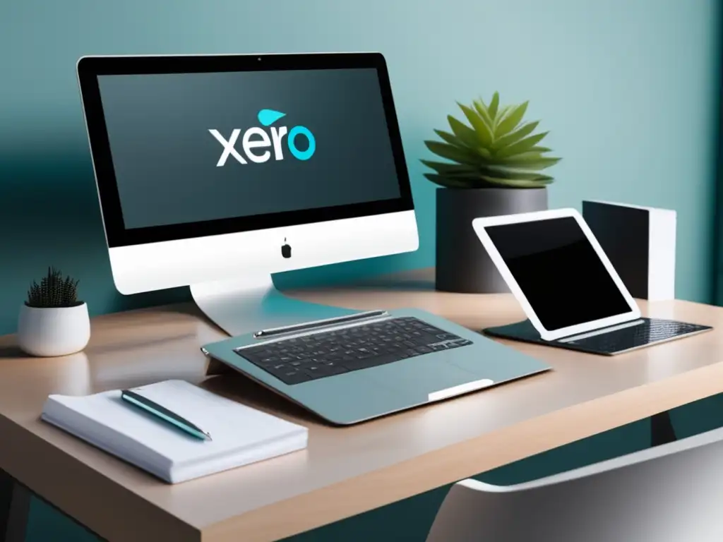 Escritorio minimalista con Xero software Escritorio minimalista con software de contabilidad Xero para freelancers