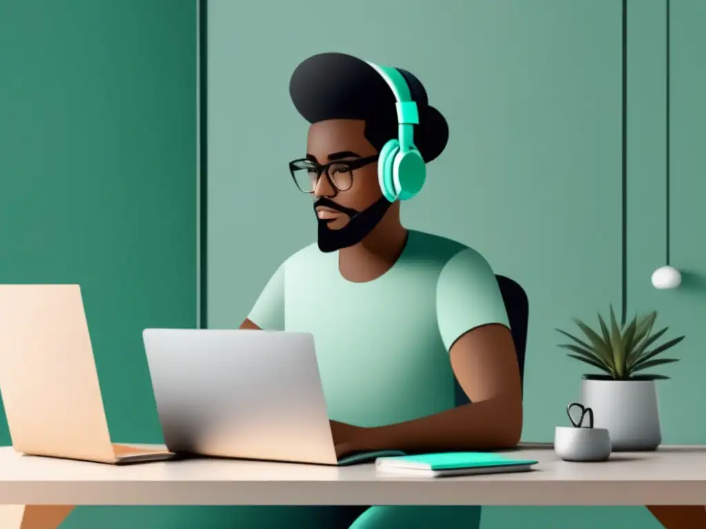 Freelancer productivo en escritorio organizado Freelancer en escritorio organizado, enfocado en gestión financiera para freelancers