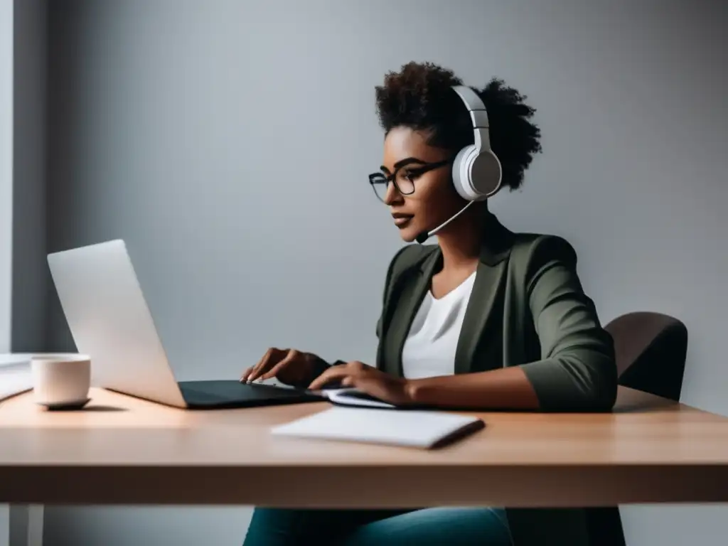Freelancer enfocado en su escritorio Freelancer concentrado en su escritorio, protegiendo sus finanzas en un entorno de trabajo tranquilo y productivo