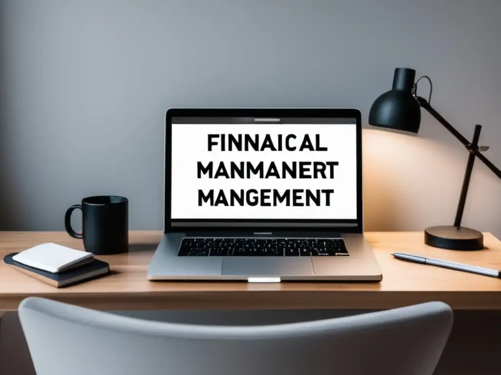 Espacio de trabajo minimalista para un freelancer Escritorio ordenado con laptop minimalista, libros de finanzas recomendados para freelancers
