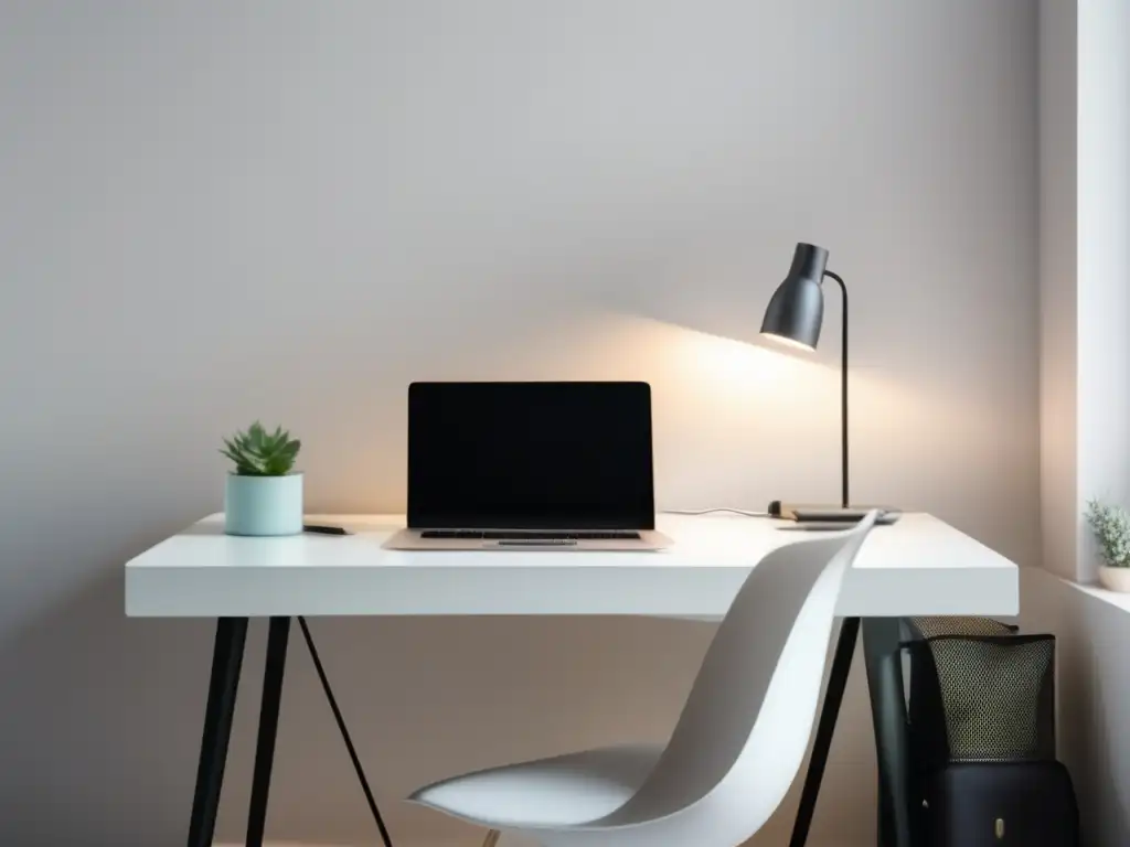 Escritorio minimalista para freelancers Escritorio minimalista de freelancer con diseño moderno y organizado