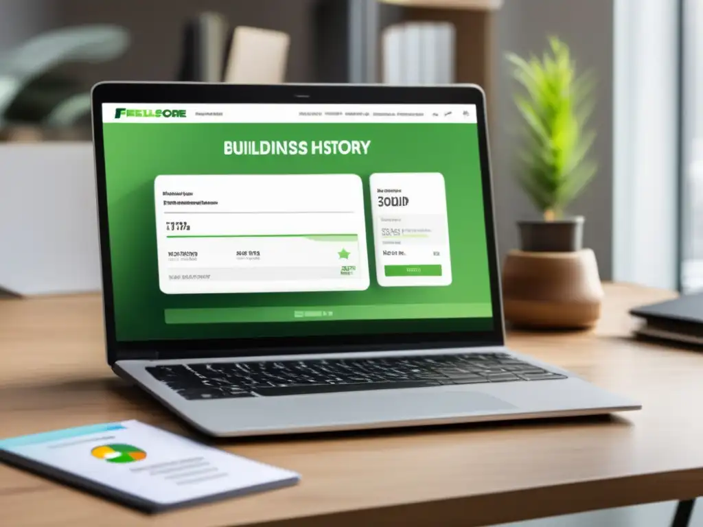 Escritorio profesional y estrategias de crédito Escritorio minimalista con laptop, notebook y tarjetas de negocios organizadas