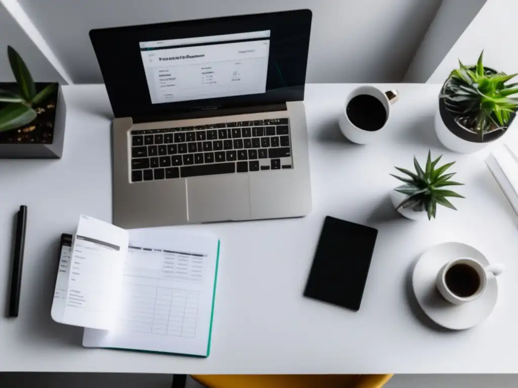 Escritorio minimalista de freelancer Escritorio minimalista para freelancers con deducciones fiscales