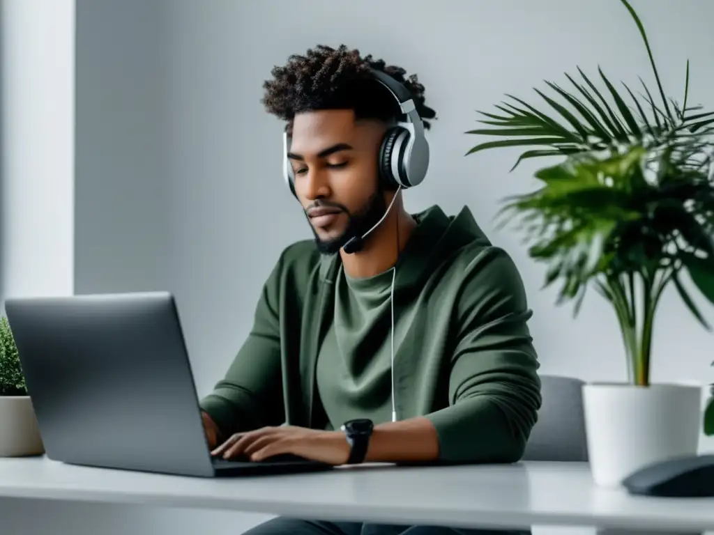Freelancer productivo en escritorio moderno Freelancer en escritorio moderno