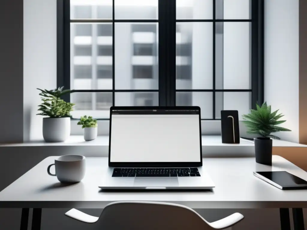 Espacio de trabajo minimalista para freelancer Espacio de trabajo minimalista para freelancers con gestión financiera eficiente