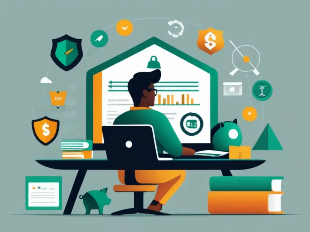 Freelancer seguro y profesional Freelancer en escritorio con estrategias de protección financiera para freelancers