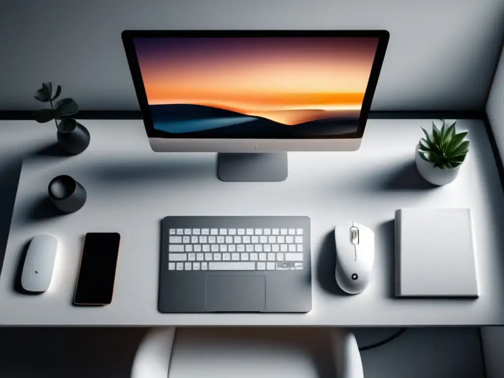 Espacio de trabajo minimalista para freelancers Espacio de trabajo minimalista para freelancers con ingresos pasivos