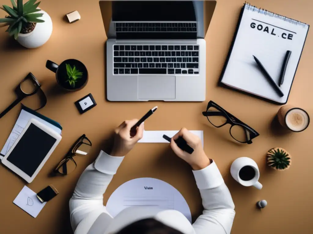 Escritorio de freelancer organizado y profesional Freelancer enfocado en su escritorio organizado, representando habilidades de negociación para freelancers