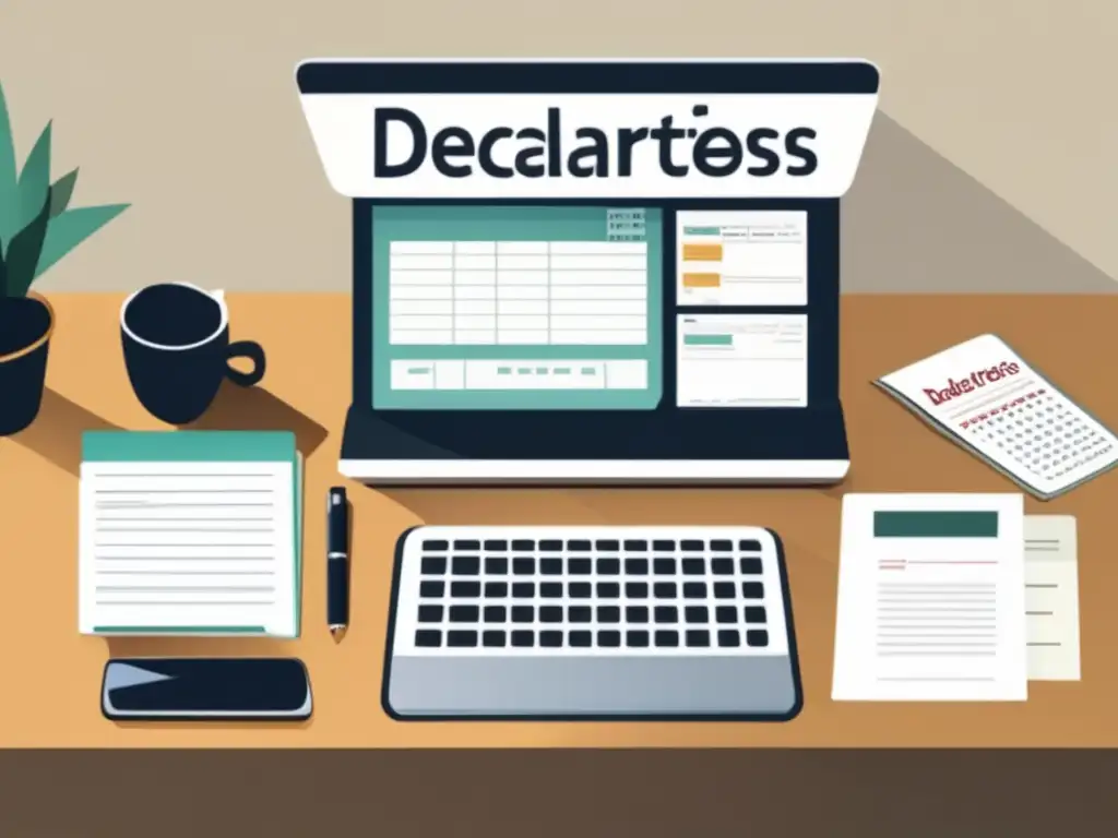 Escritorio organizado con documentos y herramientas Escritorio organizado con laptop, calculadora y documentos - Auditoría fiscal para freelancers