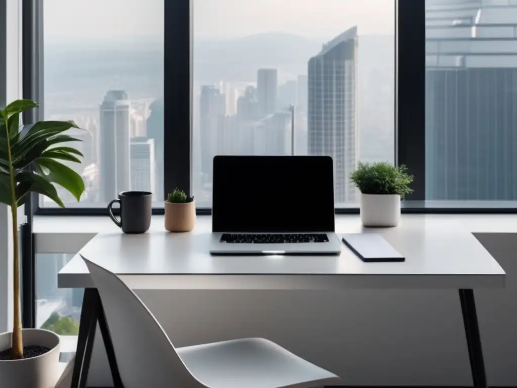 Espacio de trabajo minimalista para freelancer Espacio de trabajo minimalista con planificación financiera para freelancers