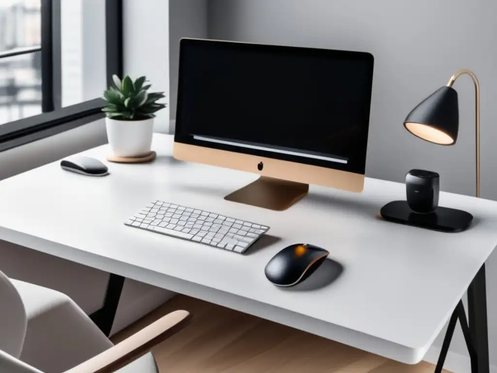 Espacio de trabajo minimalista y elegante Espacio de trabajo minimalista para iniciar un blog o podcast como freelancer